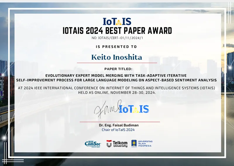 Certificate for IEEE IoTaIS 2024